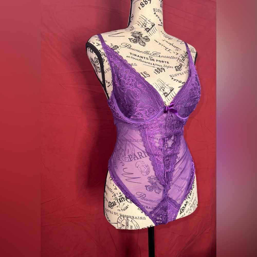 Sheer Purple Teddy Bodysuit